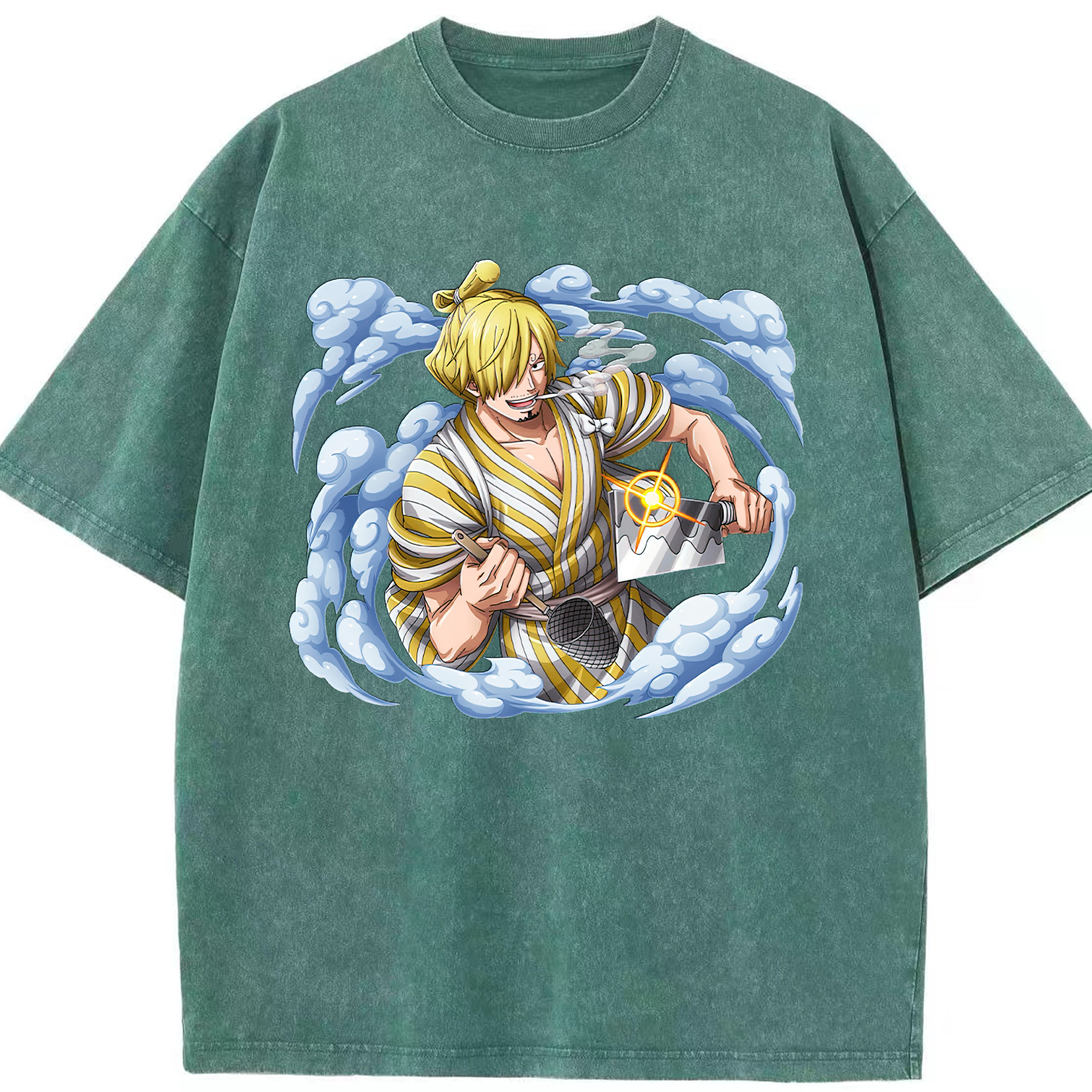 ワンピース サンジ ONE PIECE Sanji 綿100% ヴィンテージ風 半袖Tシャツ（フロントプリント）